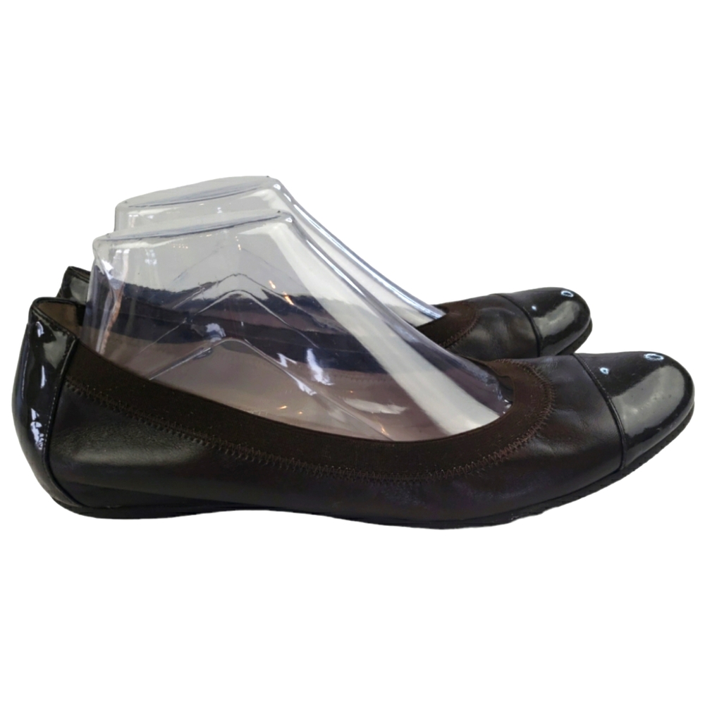 BrunoMagli Leather Ballet Flat Cap Toe Size EU 41.5 in Brown Patent